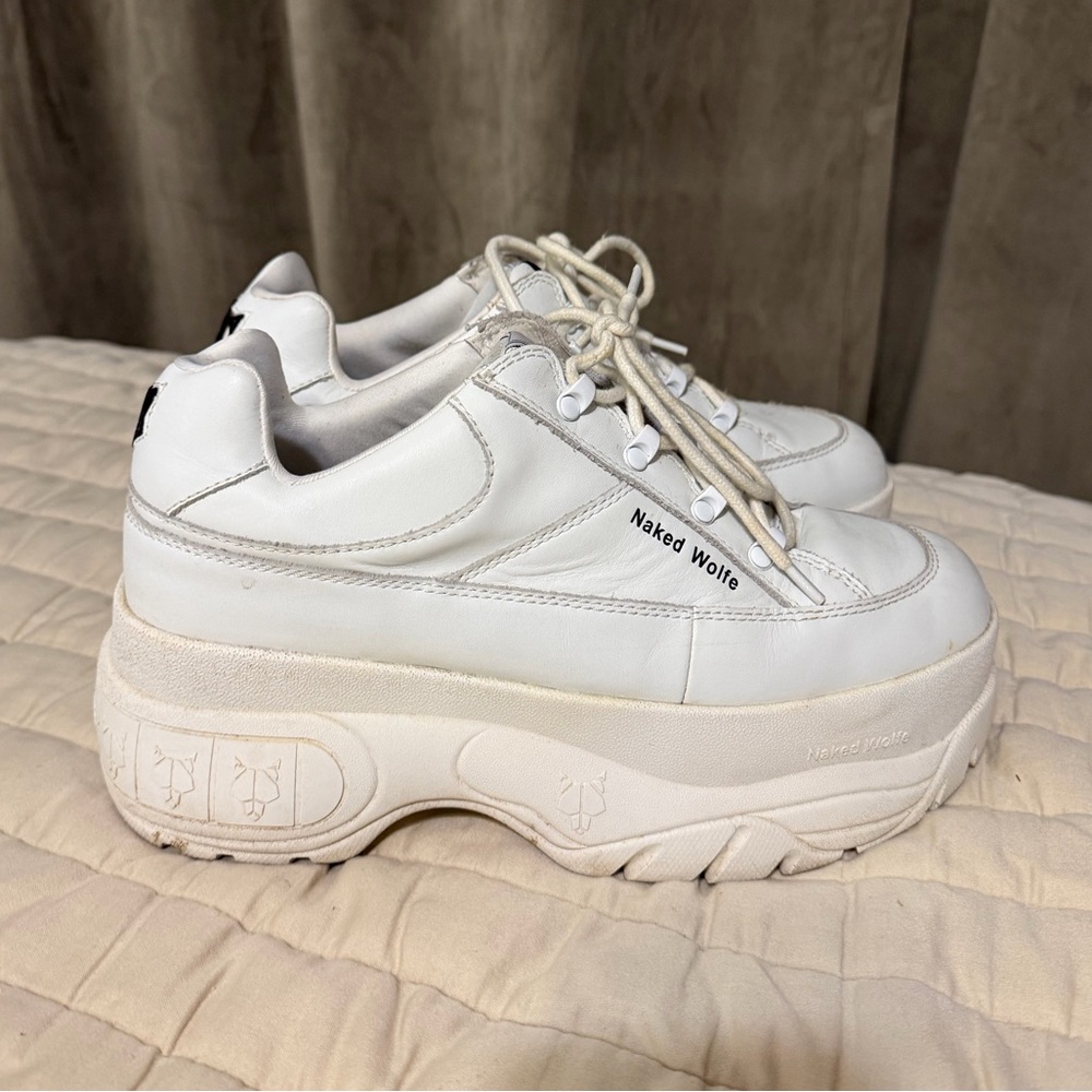 Naked Wolfe Women's Cream Platform Sneakers